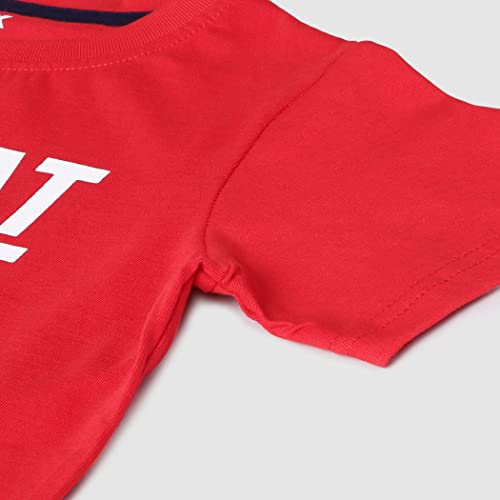 Image of Max Boy's Cotton Printed Round Neck Regular Fit T-Shirt with Elasticated Track Pants