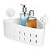 iDesign Niezawierający BPA plastikowy narożny organizer do przechowywania 2 zatrzaski do łazienki prysznica/wanny, kosz z przyssawką, 19 cm x 30 cm x 18 cm