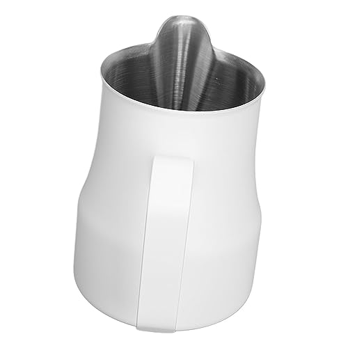 Copo de Leite de café, Jarro de de café Inquebrável de Aço Inoxidável 304 para Casa (Branco 450ML)