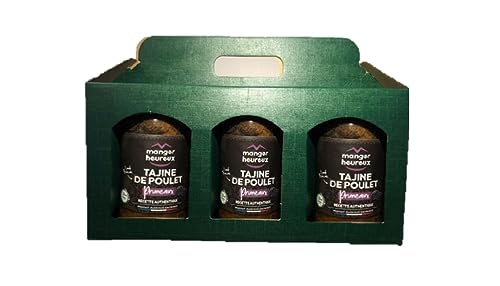 Coffret Cadeau Gourmet - TAJINES Poulet aux Pruneaux (3 Bocaux de 360 grammes par Coffret) Panier Gourmand