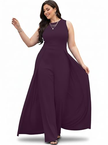 Image of KOH KOH Womens Sleeveless Flattering Dressy Long Pant Cape Elegant Jumpsuit
