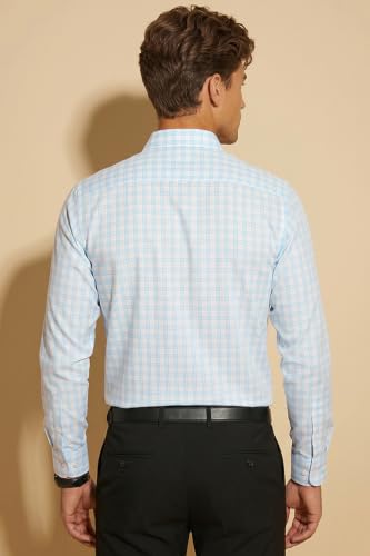 Image of Peter England Men's Classic Checkered Formal Slim Fit Full Sleeve Shirt | Wonder Fabric | Cotton-Rich