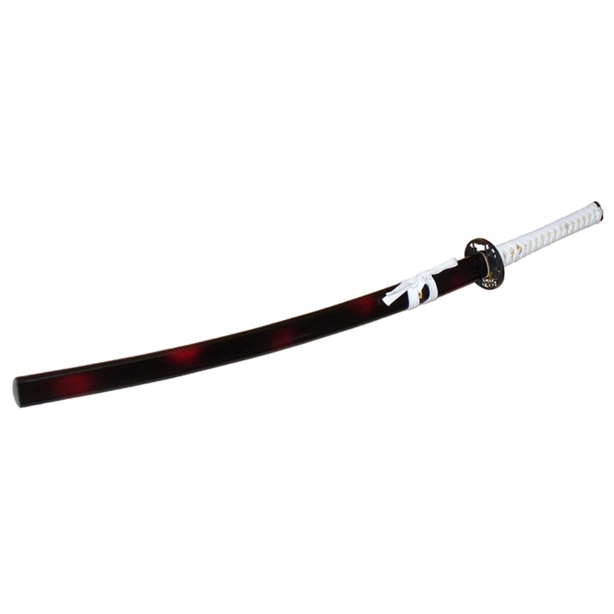 Katana Samuraischwert scharf - Handgeschmiedet aus Carbonstahl | Echtes Schwert im japanischen Stil – 104 cm - Weißes Griffband & dunkle Holz-Saya - 1045 Carbonstahl