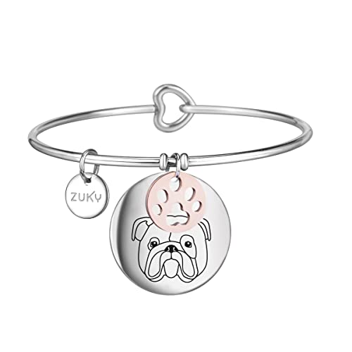 ZUKY Bracciali in acciaio dedicati agli amanti degli animali (Bulldog Inglese)