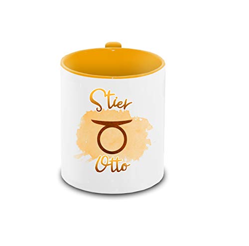 Tasse mit Namen Otto und Sternzeichen-Motiv Stier im Lettering-Stil |...