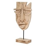 GILDE Skulptur Yoruba Maske aus Mangoholz - naturfarben - Höhe 46cm x Breite 23cm - Dekoration