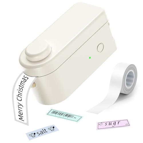 Makeid Etikettendrucker L1, Bluetooth Etikettiergerät & Beschriftungsgerät Selbstklebend (HD-Version, Beige)