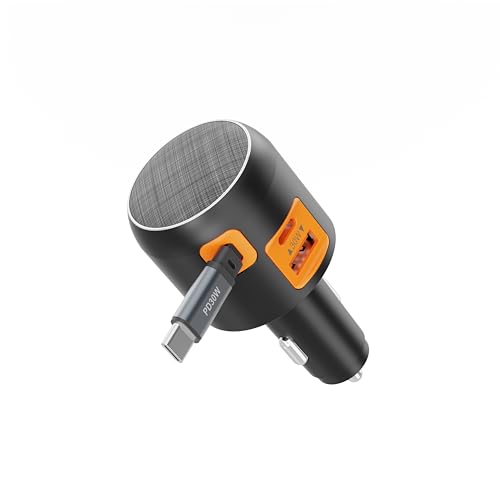 Accendisigari caricatore USB C retrattile 60 W PD QC 3.0 caricatore per auto compatto Quick Charge compatibile con iPhone 16 Plus Pro Max 15 14 13 MacBook Pro Air iPad Galaxy S25 S24 Ultra