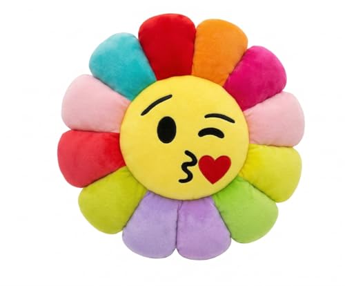 Image of HUG 'n' FEEL SOFT TOYS Flower Emoji Plush Toy - Cute Soft Stuffed Emoji Pillow for Kids, Girls & Boys - Birthday Gift & Room Decor