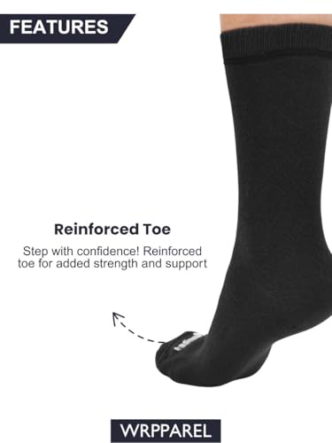 Men’s Cotton Crew Length Socks, Comfortable Cushioned Work, Business & Formal Socks Sizes 8–10/10–134