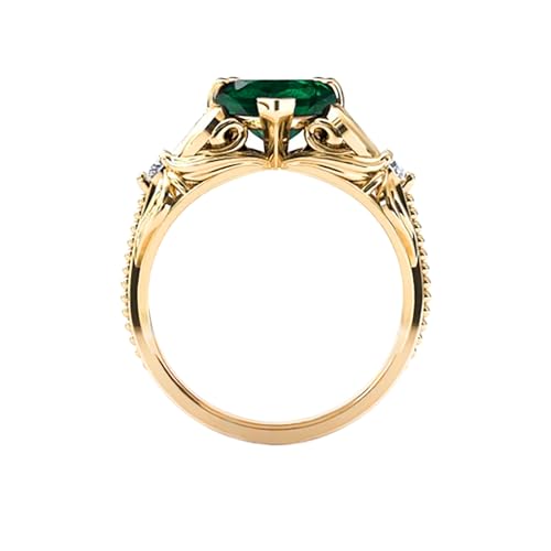 10K 14K 18K Gold 0.08cttw Natural Diamond Heart Shaped Gemstone Ring for Women Heart Gemstone Engagement Promise Rings Anniversary Jewelry Gifts for Her Size 4-163