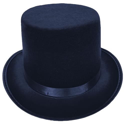 ZEPFJHE Roll Brim Tall Top Hat for Adult Fashion Bowler Magician Halloween Party Cosplay Costume Stage Show Headwear Unisex Stage Show Hat
