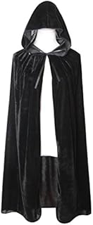 DIFLY 39 Inches Kids Velvet Hooded Cape Unisex Halloween Cloak for Devil Witch Wizard Halloween Christmas Cosplay, Black, S