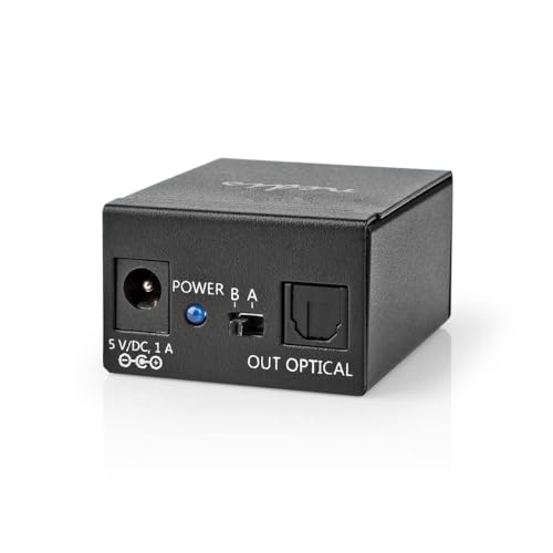 Interruptor de audio digital con 2 entradas TosLink manual en acabado de metal negro de Nedis 4
