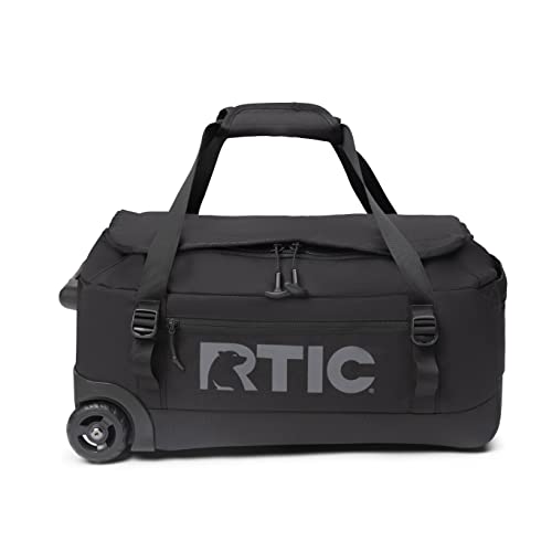 RTIC Road Trip Rolling Duffle Bag with Wheels for Men and Women, Traveling Tote for Camp, Travel, Gym, Weekender, Camping, Overnight Carry On, Sports, Spacious, Water Resistant, Medium, Black