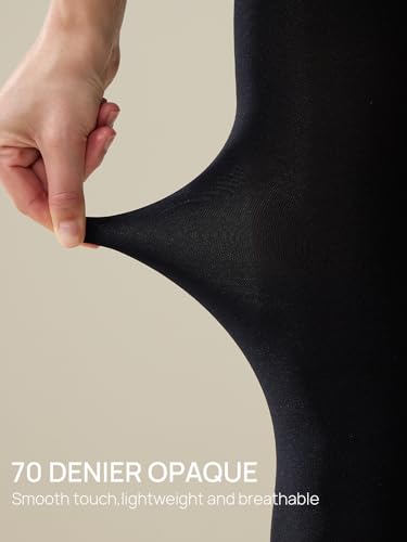 Image of MANZI Tights for Women Solid Color Pantyhose Colored Semi Opaque Footed Tights Soft Stretch High Waist Stockings 70 Denier