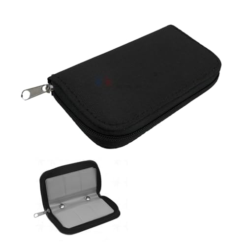 Black Memory Card Carrying Case 11.5*6cm SD Card Case 22 Slots Suitable Easy to Carry SIM Cards Holder With Zipper SD Holder Cases for Women Men and Can Be Used to Store Cards and Carry Them With You