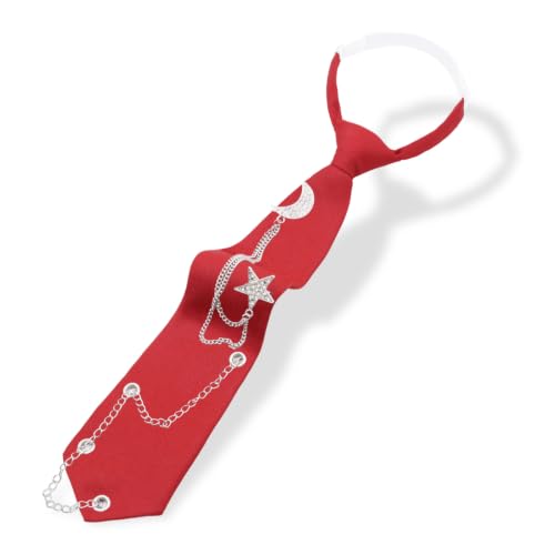 Image of LJBFNN Pre-Tied Ties for Women with Metal Chain, Uniform Shirt Accessory
