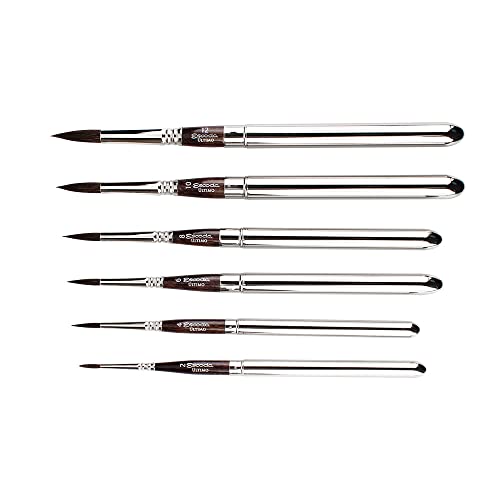 Escoda 1526 Ultimo Series Artist Watercolor Travel 6 Brush Set In Black Synthetic Leather Wallet, Synthetic Squirrel #TOP1