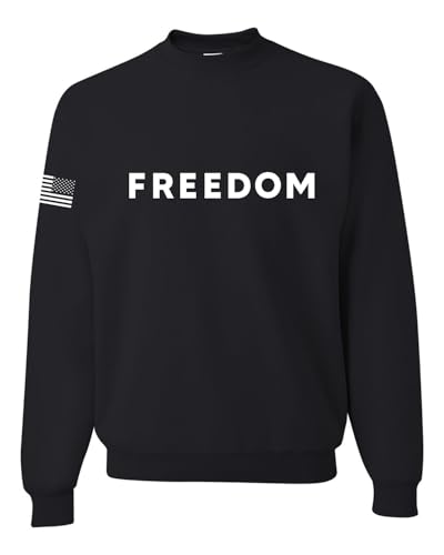 Freedom Shirt – Simple Freedom Text T Shirt for Men & Women Patriotic American Pride USA Flag Unisex Crewneck Sweatshirt, Black, Small