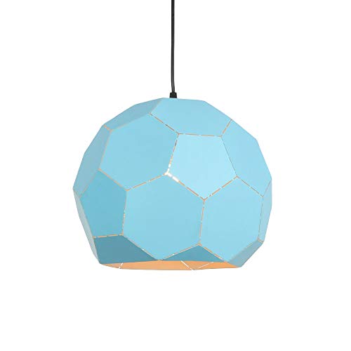 Lustre industriel hexagone bleu métal 12 pouces suspension luminaire cuisine loft plafond plat