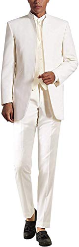 Men's Suit 3 Pieces Stand Collar Tuxedo Classic-Fit for Wedding Suits