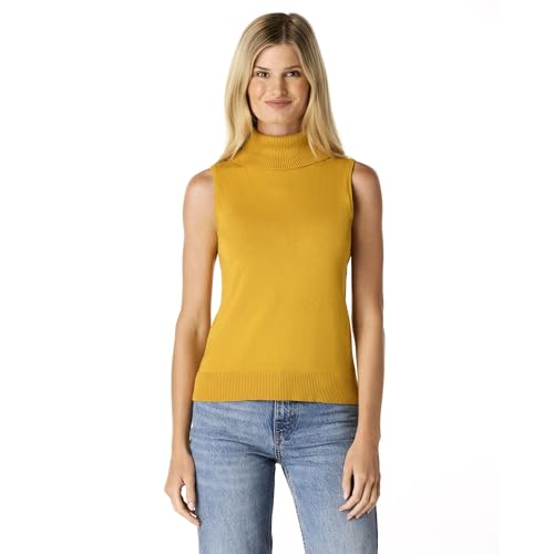 Image of Cable & Gauge Sleeveless Turtleneck Sweater - Chic Mock Neck Tank Top, Perfect for Layering & Year-Round Wardrobe Essentials