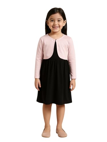 Image of KRYPTIC Kids Girls Crop Length Cotton Shrug - Soft Lightweight Open Front Layer for Stylish Everyday Wear Casual Outfits