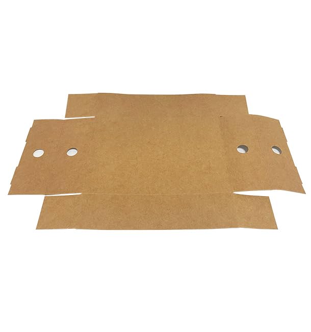 50 Bandeja de Cartón Kraft para Caja con Ventana 30,8×22,2x7,8cm | Cartón Antigrasa y Altas Temperaturas | Ideal para Take Away, Panadería y Catering | Pack de 50 Unidades