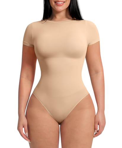 FeelinGirl Shapewear Plus Size Tummy Control Bodysuit Seamless Tops