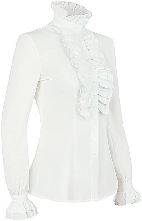 Women's Gothic Blouse Long Sleeve Ruffled Victorian Shirts with Lace Collar Bowknot for Halloween Cosplay Party - Image 3