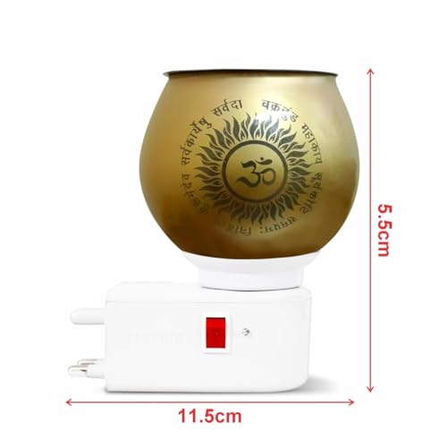 Image of RUPIKA | Electric Ceramic Aroma Diffuser Kapoor Dani | Camphor Diffuser Incense Burner Holder Kapoor Dani with Night Lamp for Home, Office (Golden)
