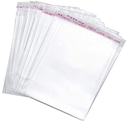 Self Adhesive Resealable transparent 4X6 inches - 100 Pcs BOPP plastic covers for packing,plastic bags (35 Micron)