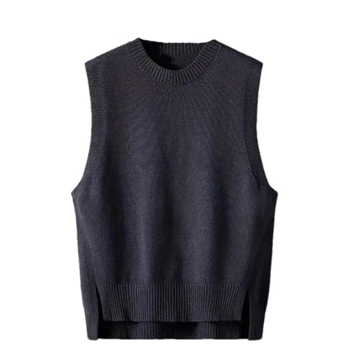Mnjyihy Men's Sleeveless Sweater Vest Casual Round Neck Loose Fit Knitted Vest