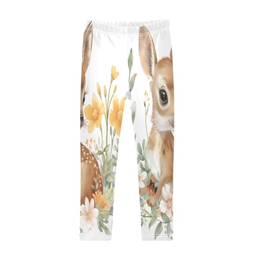 Bolaz Toddler Girls Leggings Printed Yoga Pants Leggings Deer and Flower for Kids