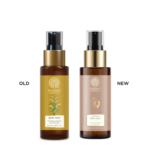 Image of Forest Essentials Fragrant Body Mist Sandalwood & Vetiver | Aloe Vera juice infused Perfume Spray to keep Skin Scented & Hydrated Through the Day (Pack of 2)