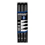 Creative Mark Calligraphy & Fineliner Pen Set of 3 Lettering & Calligraphy Drawing - Super Black, Permanent, Waterproof, & Acid-Free Chisel Nylon-Nibs Pens & Medium Brush Tip