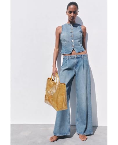 Image of Large Tote Bags for Women PVC Clear Totes Bag Plastic Carry All Bag Kraft Paper Shoulder Handbag Hobo for Work Travel