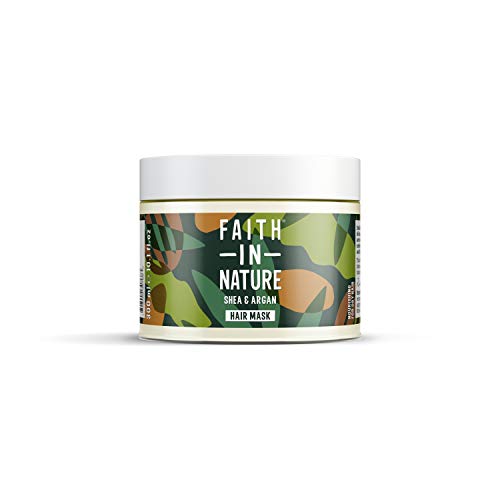 Faith In Nature Mascarilla natural de karité y argán, nutritiva, vegana y libre de crueldad, sin SLS ni parabenos, para cabello seco a muy seco, 300 ml