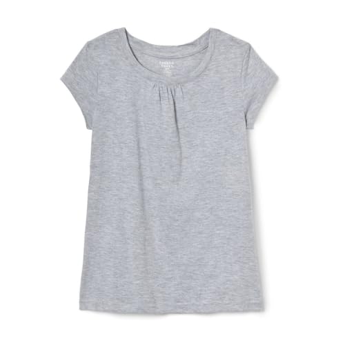 French Toast Little Girls Short Sleeve Crew Neck Tee, Heather Grey, 6X