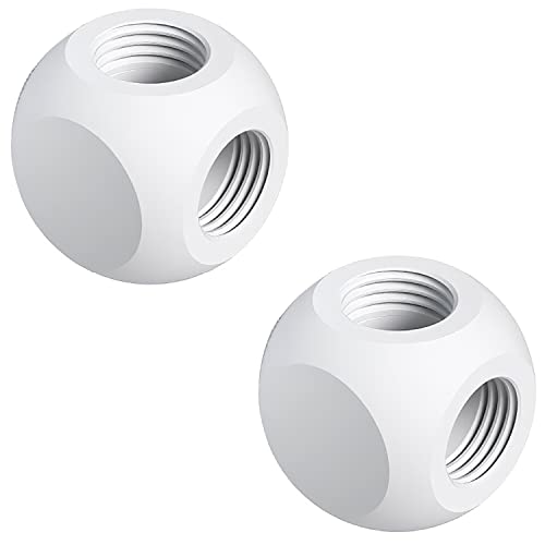 Image of Dracaena.io 2 Pack G1 /4 inch Thread, 4-Way Ball Fitting Extender or Connector for The Computer Water Cooling System, Durable Brass /Copper Material, White