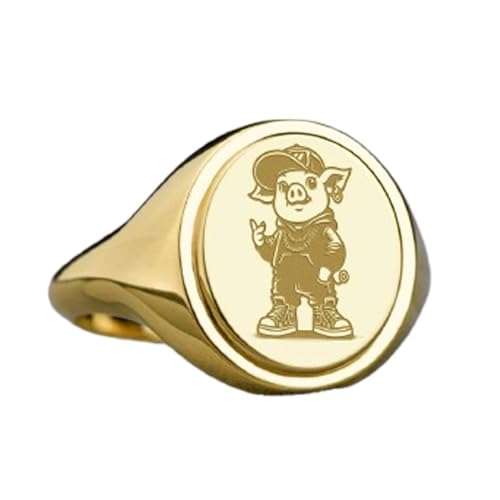 Bague cochon en argent sterling 925 et chevalière ovale de haute joaillerie plaquée or