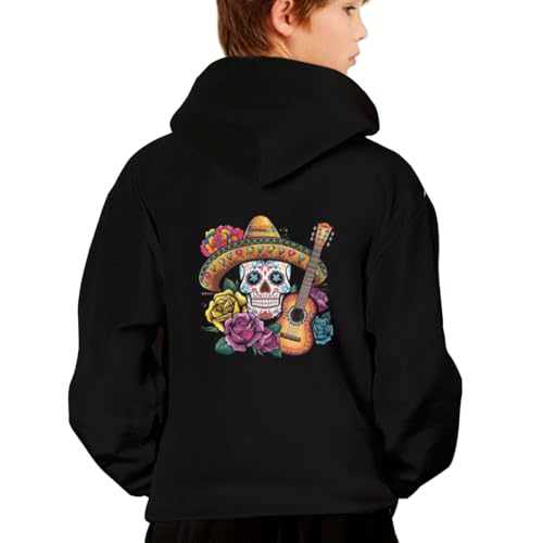 Retro Cinco De Mayo Mexican Skull Hoodies for Teen Girls Boys Lightweight Kangaroo Pocket Sweatshirt2