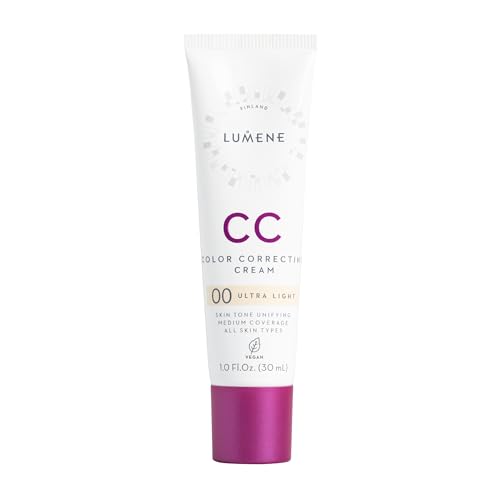 Fond de teint crème correcteur CC Cream de LUMENE | SPF 20 | Couvrance moyenne | Léger et riche en antioxydants | Hydrate tout en atténuant les rougeurs | Tous types de peau | Végan | Ultra léger