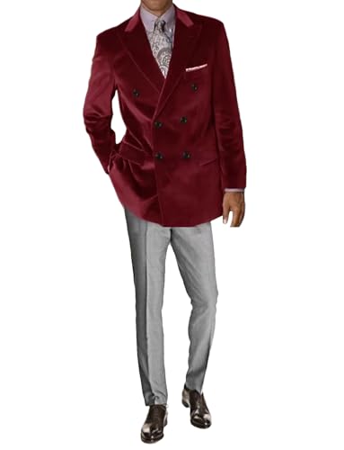 Costume velours hommes veste double boutonnage pantalon de mariage bal loisirs ensemble 2 pièces
