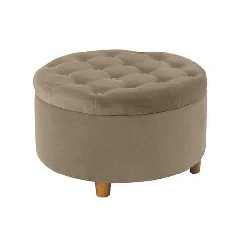 image for HomePop Home Decor | Button Tufted Velvet Round Storage Ottoman | Otto