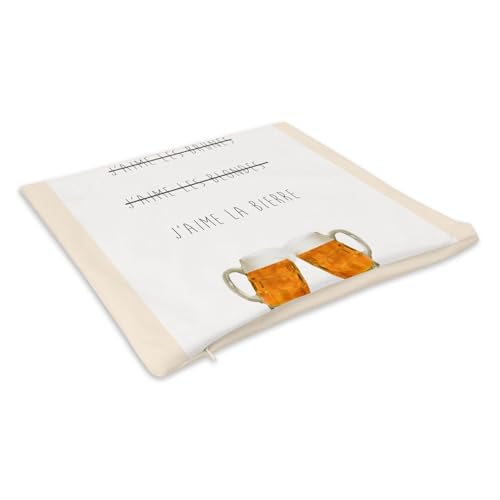 Coussin velours blanc 40x40 confortable humour pour canapé