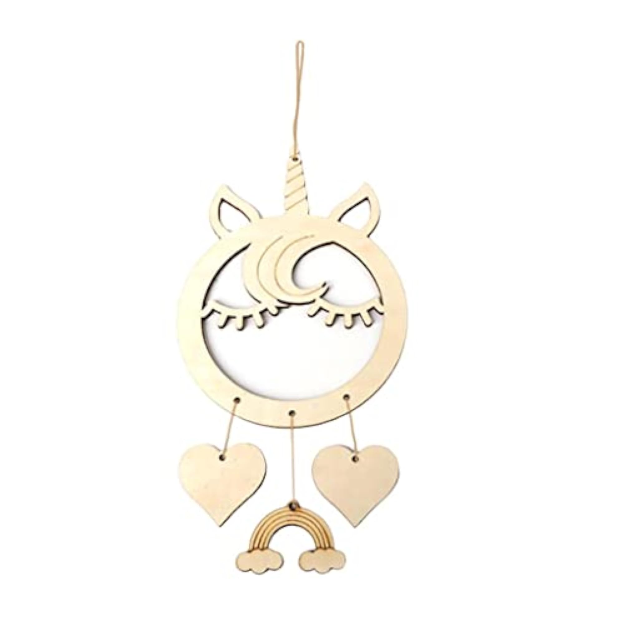 Wood Plaque MDF Dreamcatcher Mobile with Unicorn