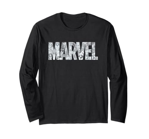 T-shirt Marvel gris à manches longues style sketch idéal pour vos sorties geek