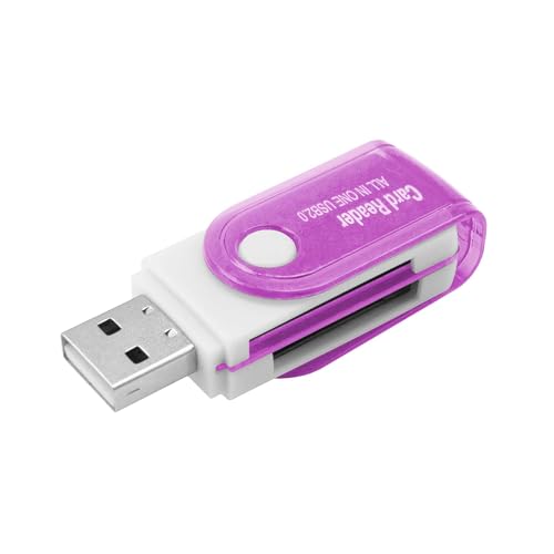 OcioDual Multi Lector de Tarjetas USB 2.0 con Tapa para SDHC MMC MicroSD TF Micro SD USB Flash Violeta